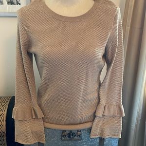 Michael Kors gold thread peplum sleeve sweater size small